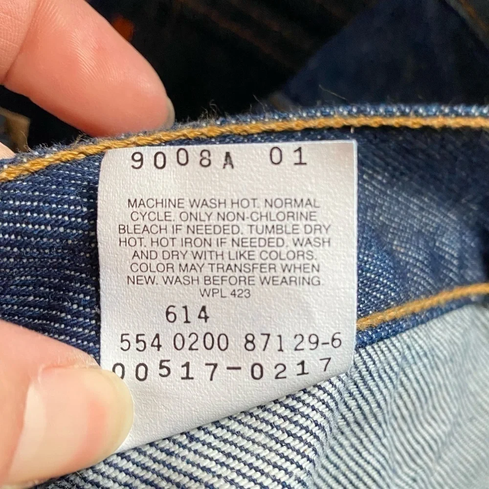 Vintage Levi’s 517 Bootcut Jeans Rigid Dark Wash Denim 90s Retro Hemmed Mens 34‎